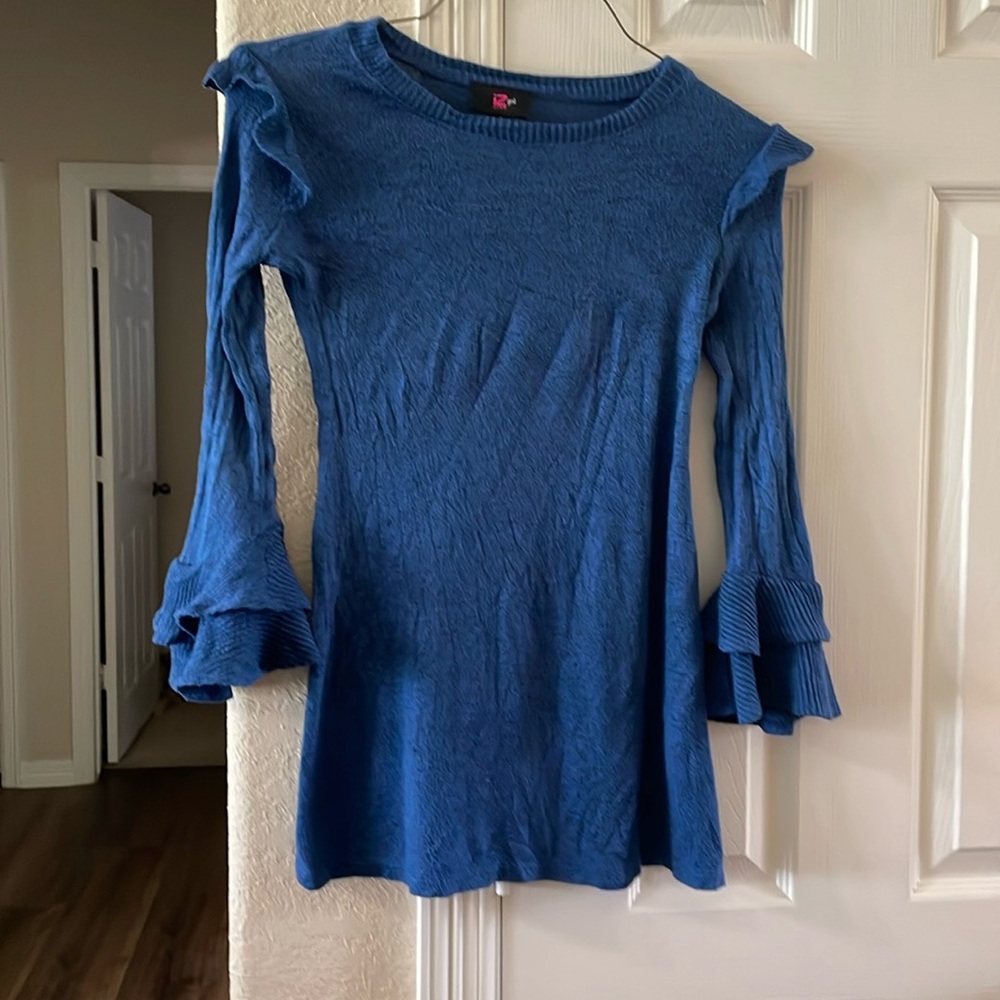 IZ Byer Blue Long Sleeve Sweater Dress M (10-12)